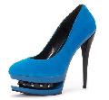 Women Kvoll High Heel Pump  Artificial Leather Rivets Black Blue Color Pointed Toe Padded